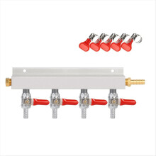 4-Way Gas Manifold 5/16inch Barbed Integrated Chec