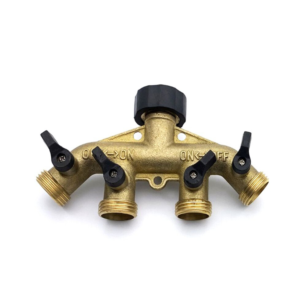 4 Way Brass Hose Splitter, 3/4Inch Faucet Manifold 4851175668399