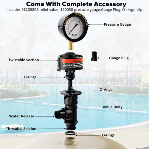 98209800 Pool Filter Pressure Gauge, Manual Bleed 2