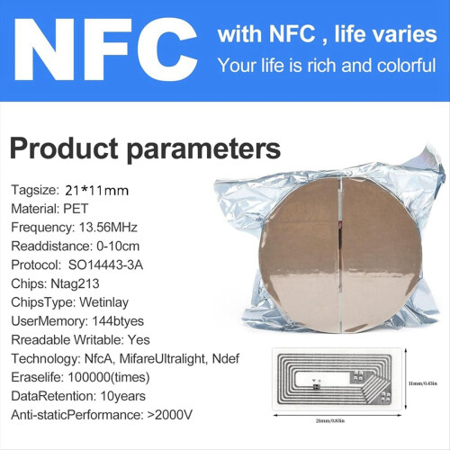 100 PCS NFC Tags Sticker with NTAG213 Chip Blank S 2