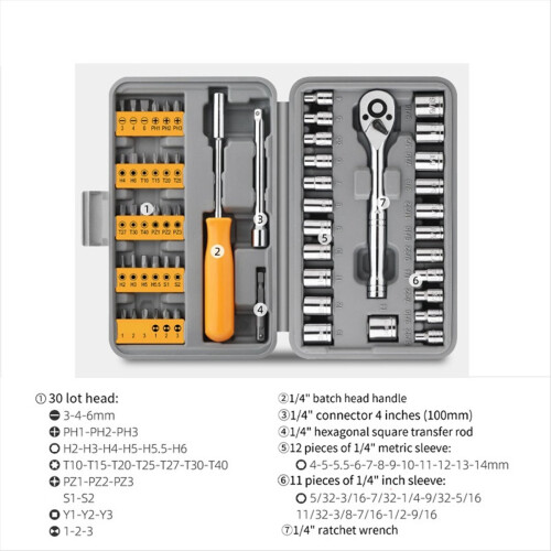 57Pcs Socket Wrench Auto Repair Tool Set Batch Rat 2