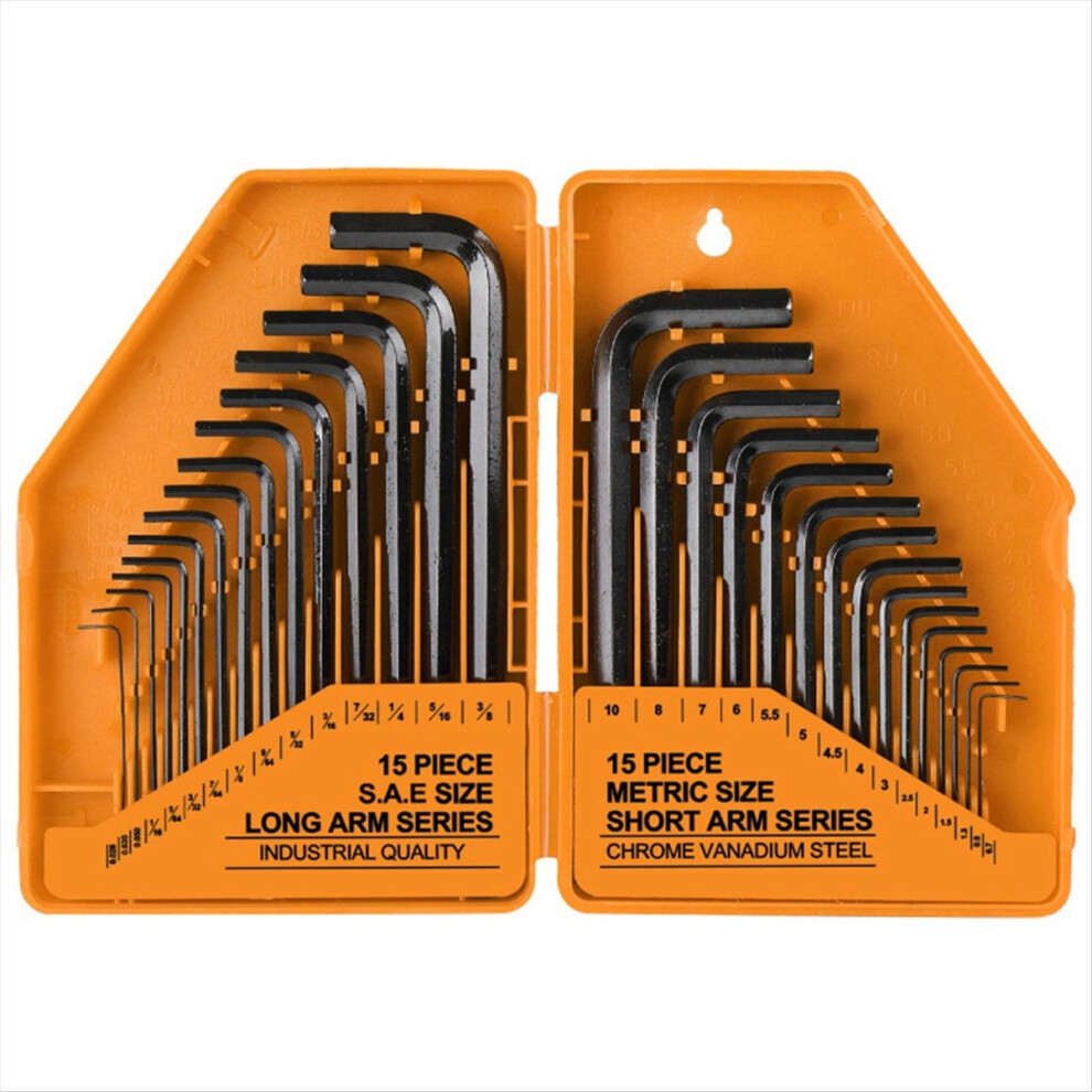 30-Piece Hex Key Set Ball Wrench Metric Inch Tool 4851175672174