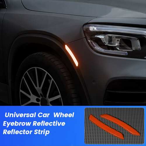 2Pc Car Wheel Eyebrow Reflective Sticker Trim Univ 2