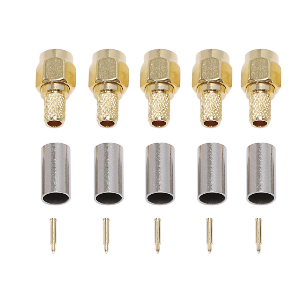5Pcs Sma Male Plug Rf Coaxial Connector Crimp For 4851175616369