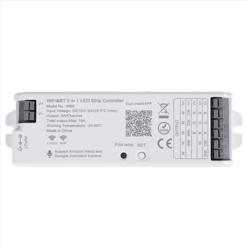 WB5 RF WiFi Bluetooth LED Strip Controller RGB CCT