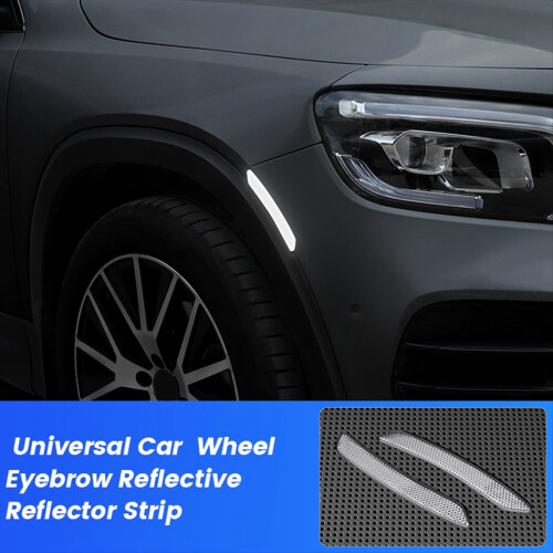 2Pc Car Wheel Eyebrow Reflective Sticker Trim Univ 2