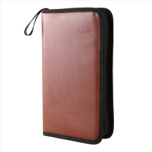 80-Discs Portable Leather Storage Bag Zippered Cas