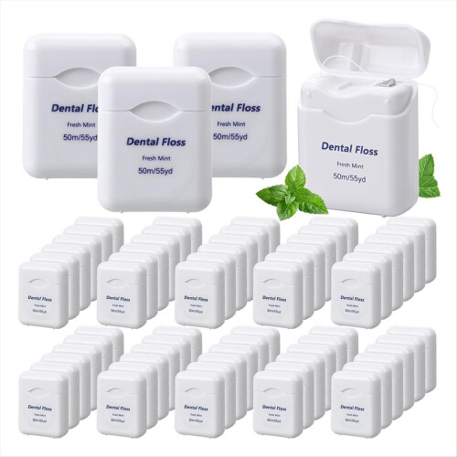 60 Pack Dental Floss Bulk Mint Flavored 50m Each T