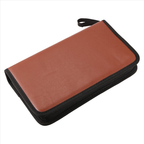 80-Discs Portable Leather Storage Bag Zippered Cas 2