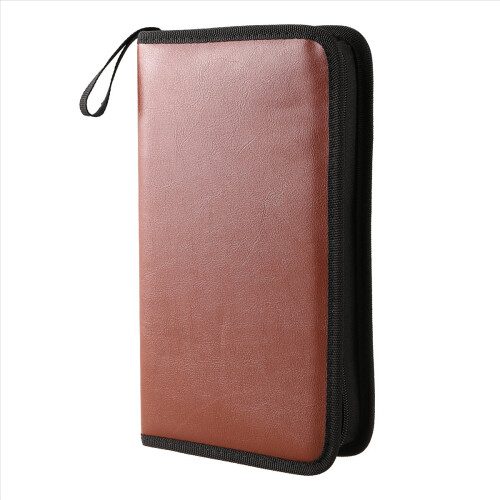 80-Discs Portable Leather Storage Bag Zippered Cas 1