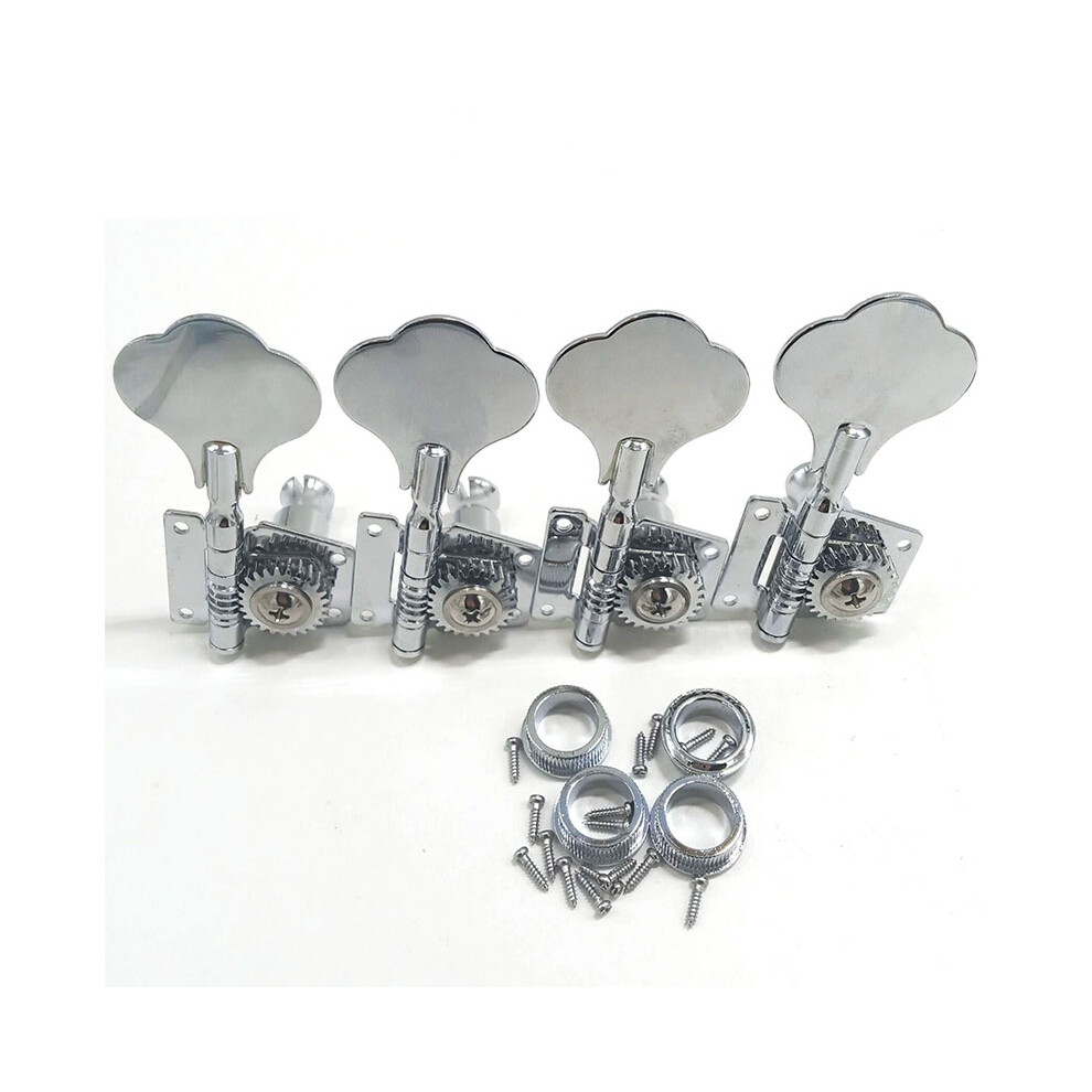 4R Opened Electric Bass Guitar Tuning Pegs Machine Silver 4851175603543