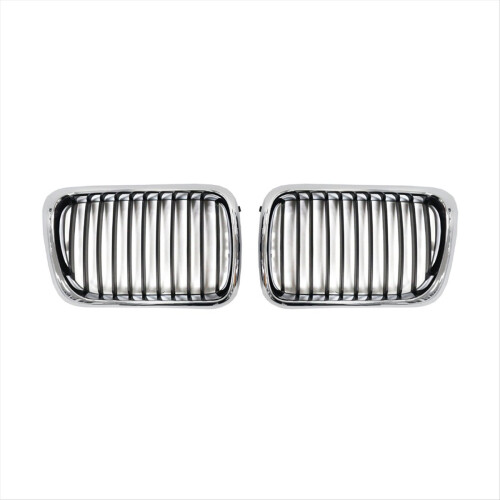 Car Chrome+Matte Black Front Kidney Grilles for E3 2