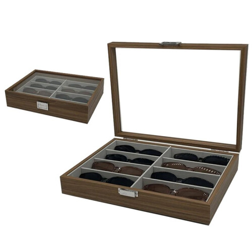 Walnut Wood Sunglasses Storage Display Box 8 Slots 2
