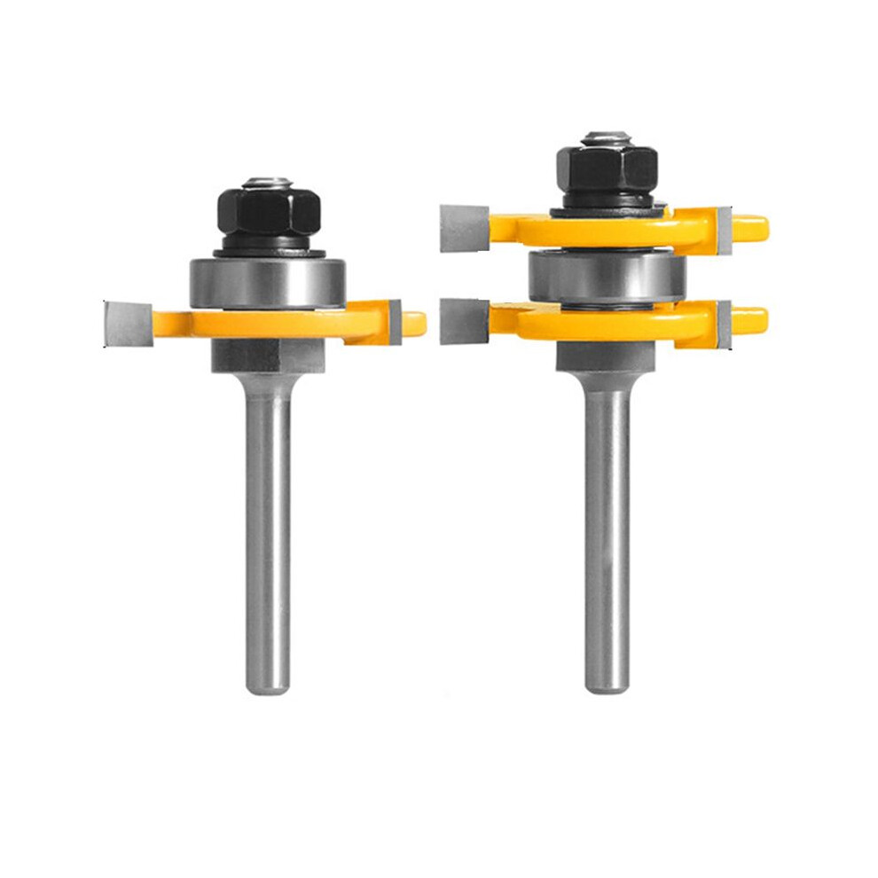 2Pcs 6Mm Shank Joint Assembly Router Bit Set Tongu 4853800949224