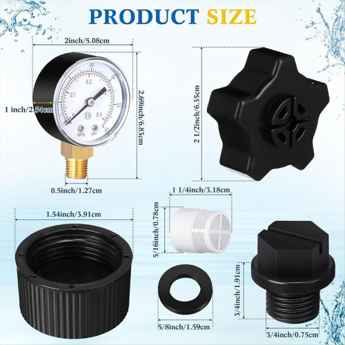 Pressure Gauge Replacement ECX270861 Drain Cap for 2