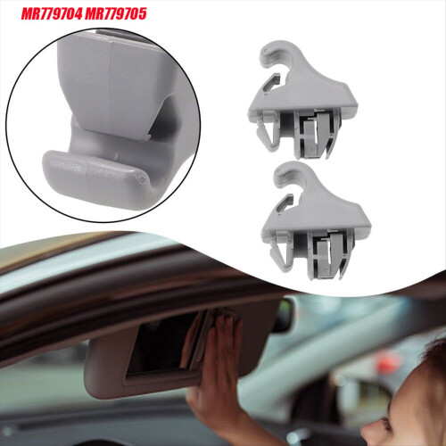 2Pcs Gray Sun Visor Hook Holder Clip MR779704 MR77 2