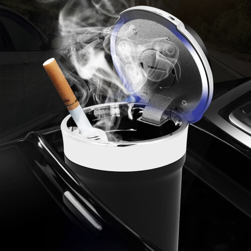 LED Blue Light Windproof Enclosed Home Ashtrays, C 2