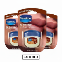 (PACK OF 3) Vaseline Lip Therapy Cocoa Butter Balm Intensive Moisturizing Lip Care for Soft, Smooth & Glowing Lips