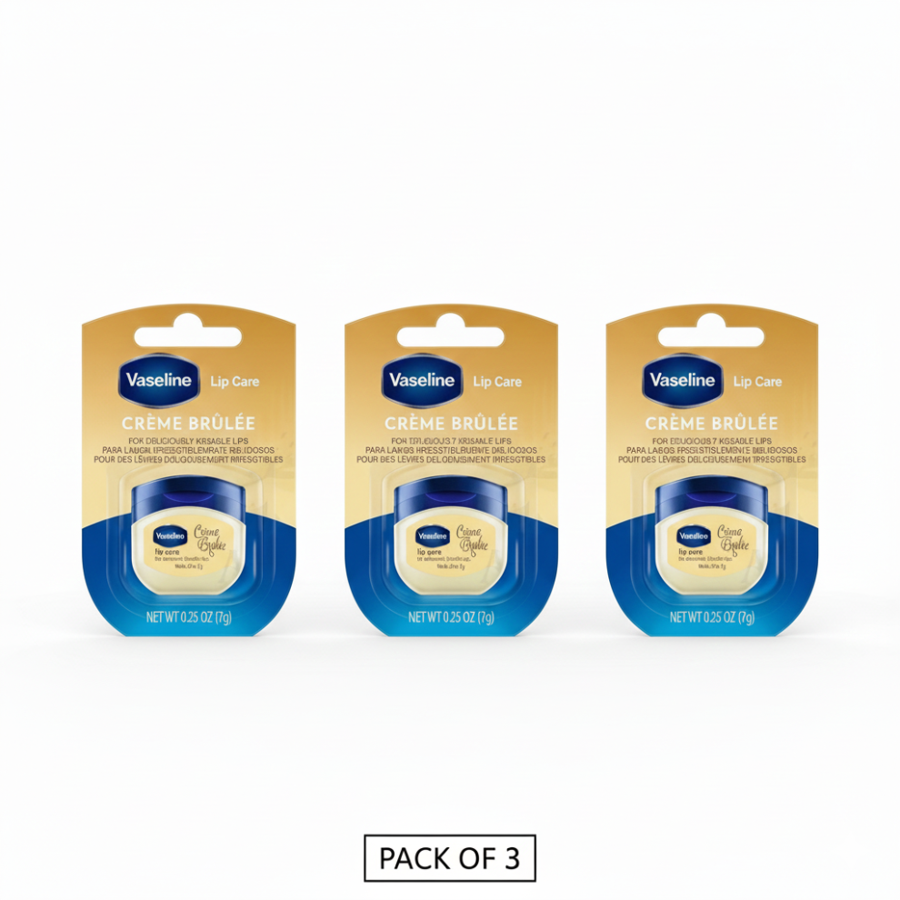 (PACK OF 3) Vaseline Lip Care CrÃ¨me BrÃ»lÃ©e Balm 7g Each Deep Moisturizing Lip Therapy for Soft, Smooth & Irresistibly Kissable Lips