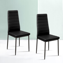 Set of 2 Modern Faux Leather Armless High Back Dining Chairs