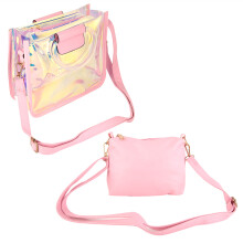 Mini Purse With Iridescent Finish Compact Crossbody Bag Hologram Shining Tote Detachable Strap Water Resistant Fashion Accessory For Beach Daily And T