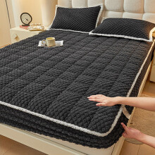 Coral Fleece Mattress Protectiv Cover Soft Bedsheet-Black