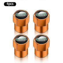 (Orange) 4-Piece Land Rover Wheel Stem Valve Caps for Discovery 3/4 Range Rover Evoque Sport with Logo Engraving