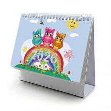(001) DIY Diamond Painting Calendar 2026, Desktop Calendar for Home Office, Cartoon Diamond Painting Art Kit Gift for Kids Adults