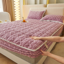 Bedsheet Bedspread Soft Thick Coral Fleece Mattress-Taro Purple