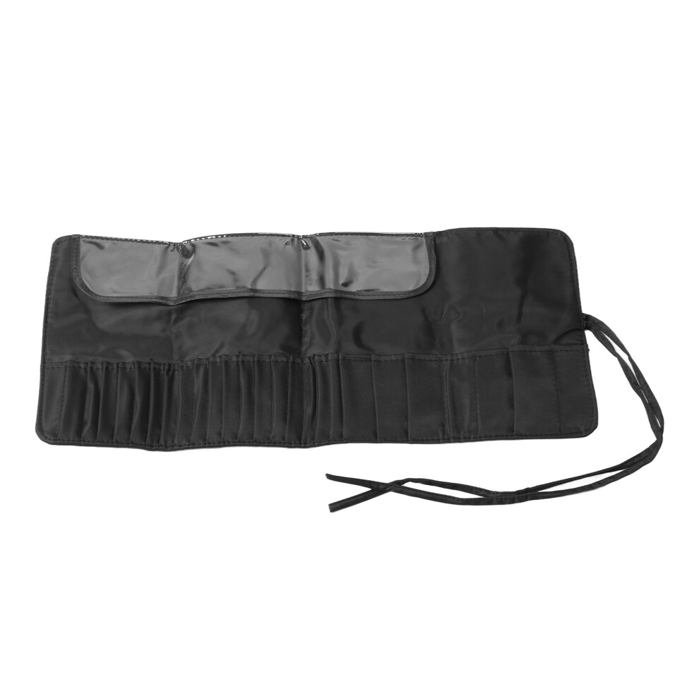 Premium Folding Makeup Brush Organizer Bag, Portable Folding Makeup Brush Bag Snap In Design Multifunctional Cosmetics Rolling Storage Case For Travel