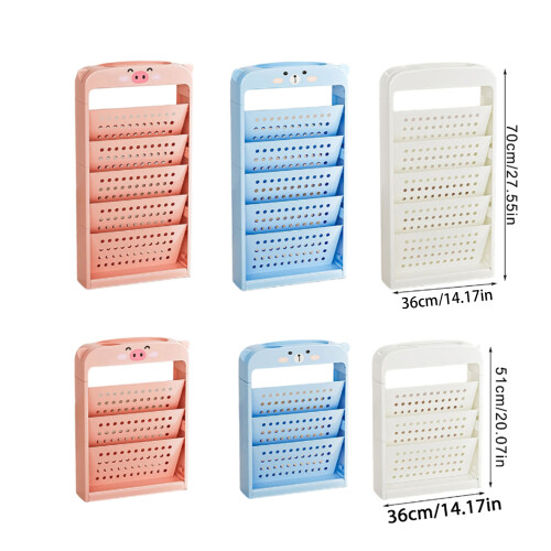 Multipurpose Rolling Bookshelf for Kids and-5-Layer White 1