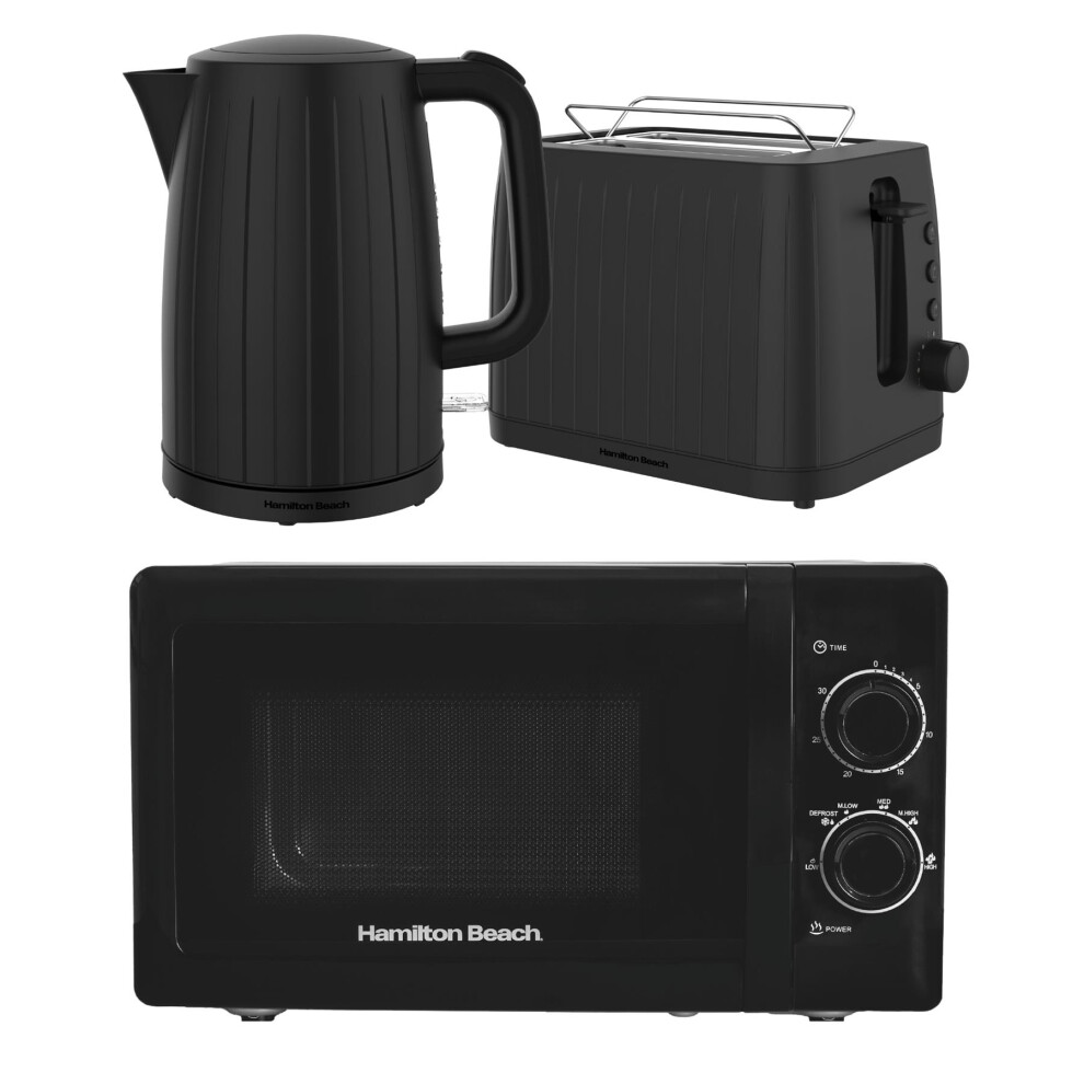 Hamilton Beach Kettle, Toaster & Microwave Set, Stealth Collection By Black