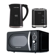 Kettle, Toaster & Retro Microwave Set, FlexiControl, by Hamilton Beach, Black