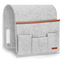Large Capacity Bedside Caddy Felt Bedside Storage Organizer with 5 Pockets for Remote Control Phone iPad Glasses Magazines Hight Quality Felt material