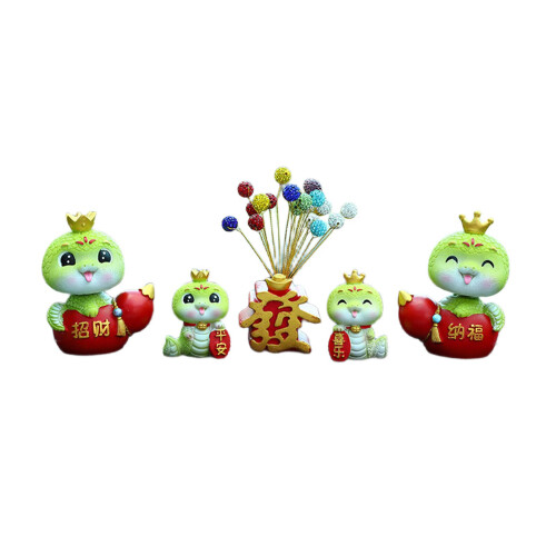 New Year Crowned Snake Dashboard Decoration Ornament With-Set 4