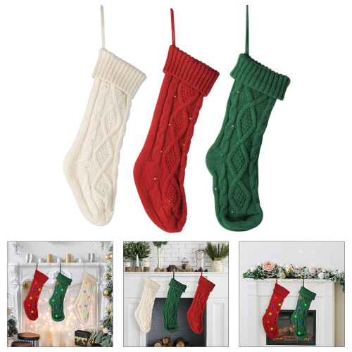 Glowing Christmas Stockings with LED Light Luminous-White 2