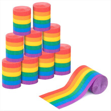 12 Rolls Rainbow Crepe Paper Streamers, 394 Ft Col