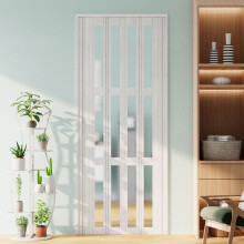 White Wood Grain Frosted Window PVC Accordion-style Folding Door
