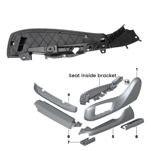 Car Front Left Seat Side Bracket Plastic Cover for 2