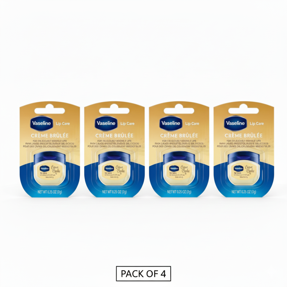 (PACK OF 4) Vaseline Lip Care Crème Brûlée Balm 7g Each Deep Moisturizing Lip Therapy for Soft, Smooth & Irresistibly Kissable Lips