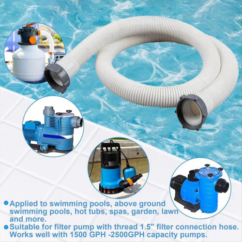 2Pcs 1.5Inch Above Ground Pool Hoses with 2 Type B 2