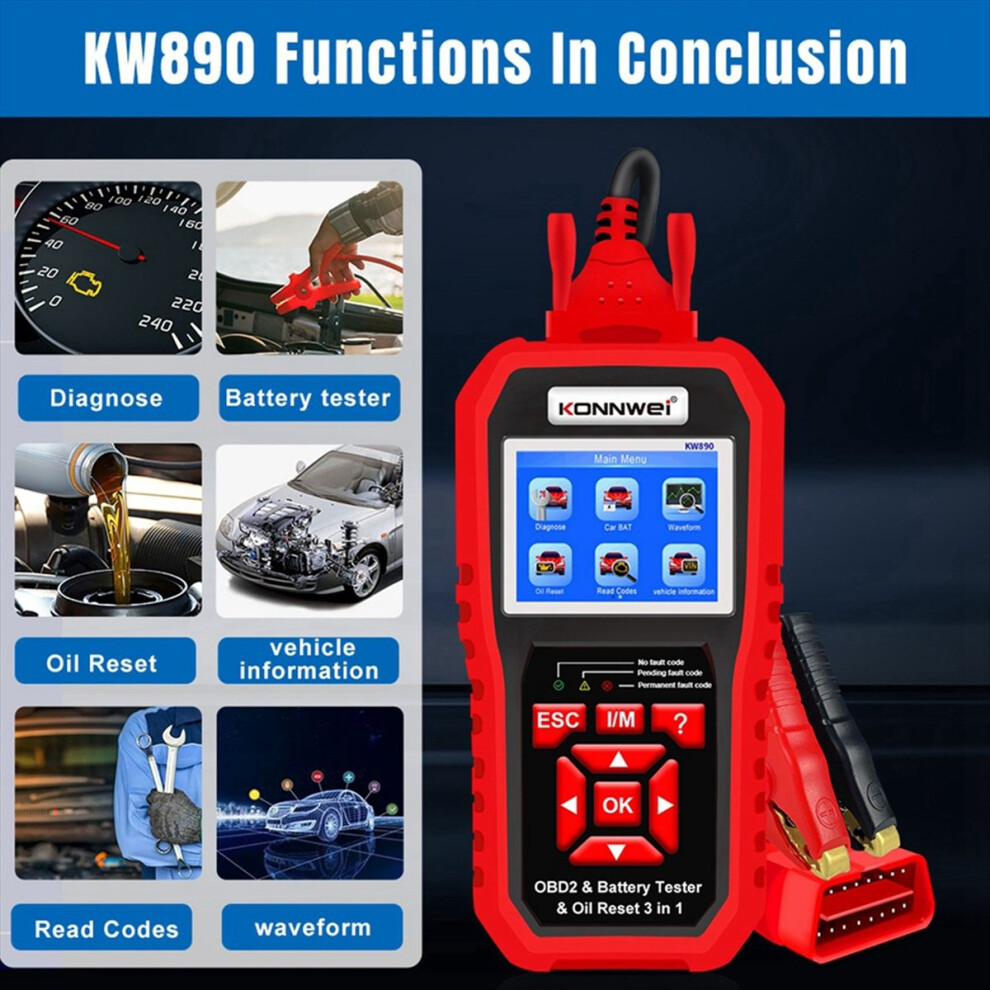Kw890 Oil Reset Battery Tester Obd2 Diagnostic Sc 4852474641458