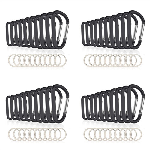 10PCS Aluminum Carabiner Clips,Premium D-Ring with Keyring
