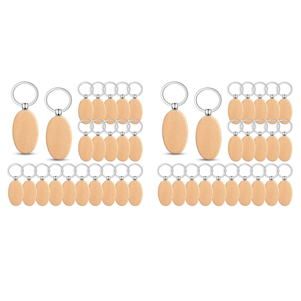 50 Pieces Wooden Keychain Oval Wood (Oval) 4853743545200