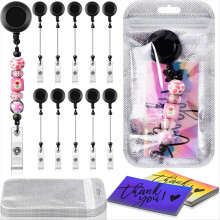 10 Sets Beaded Badge Reel Set Retractable Clip Holder for Beading A