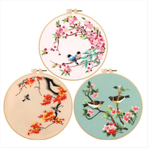 3Sets DIY Embroidery Kit for Beginners, Include Color Threads, Tools 1