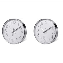Modern Silent Wall Clock for Home Office Kitchen (25cm, Silver)