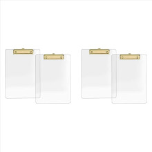 2 Pack Clear Acrylic Clipboard with Gold Clip,8.8X12.2 A4 Letter Size