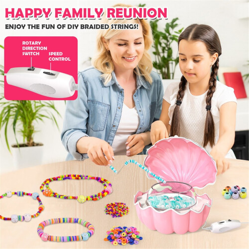 Bead Stringing Machine Spinner for Bracelets Making Gift PINK 2