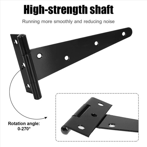 6 Pack Heavy Duty Tee Hinge, 150mm Metal Strap Hinge with Screws 2